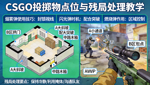 CSGO投掷物点位与残局处理教学配图