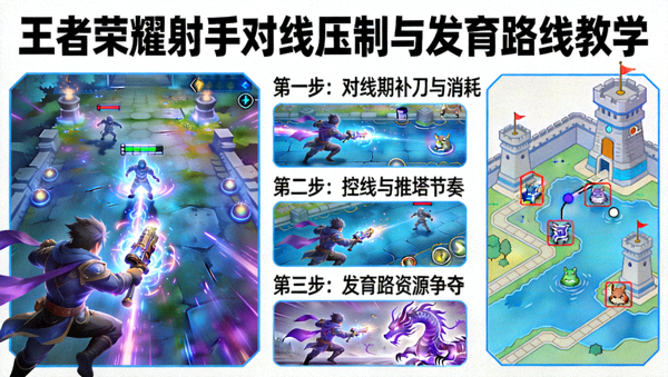 王者荣耀射手对线压制与发育路线教学配图